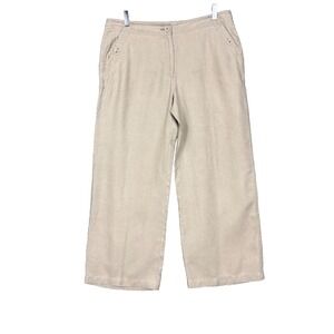 Chicos Pants Womens .5 Small 6 Tan Khaki 100%‎ Linen Wide Leg Lagenlook Resort